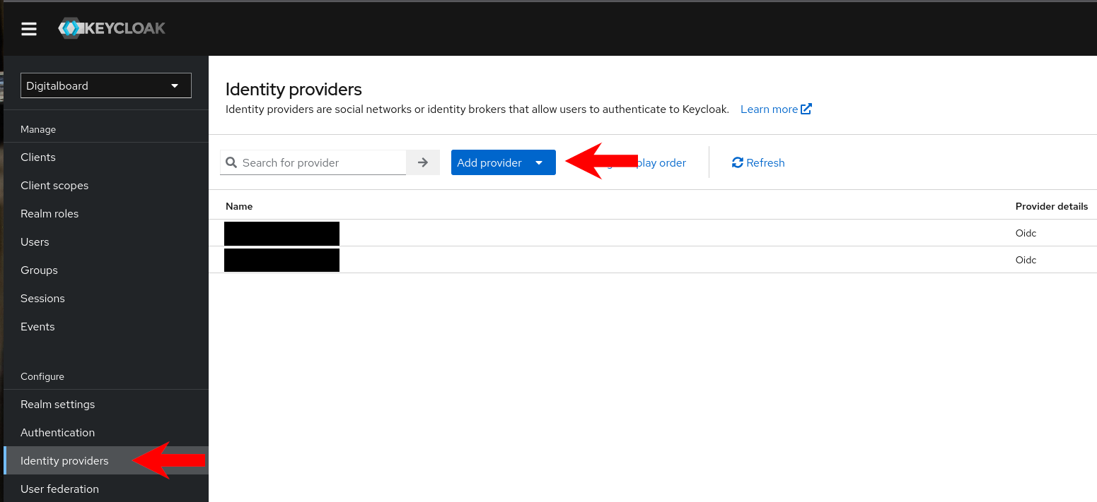 Add provider → OpenID Connect v1.0 Open “Add provider”