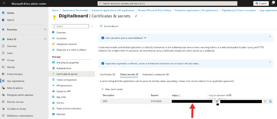 Copy client secret Step 6 — Copy Client secret