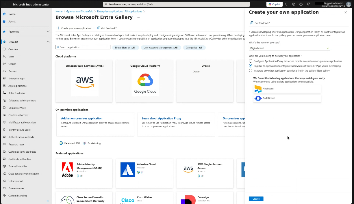 Create your own application form Step 3 — Create new application