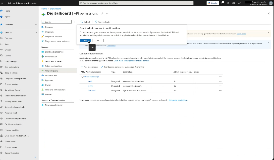 Admin consent confirmation dialog Step 9 — Admin consent confirmation dialog